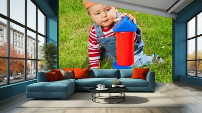 toddler playing with blocks Wall mural