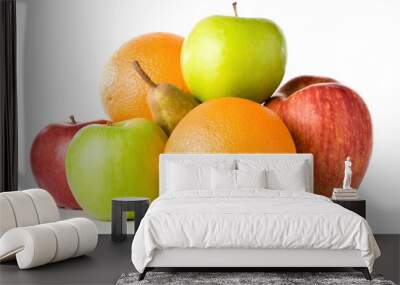 set of different fruits isolated on white Wall mural