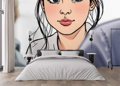 Portrait view of the teenage girl have meeting with therapist at the office isolated with white highlights, png Wall mural