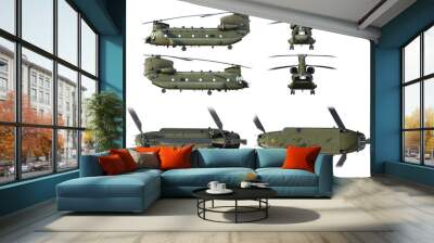 3D renders of army helicopter CH-47 Chinook Wall mural