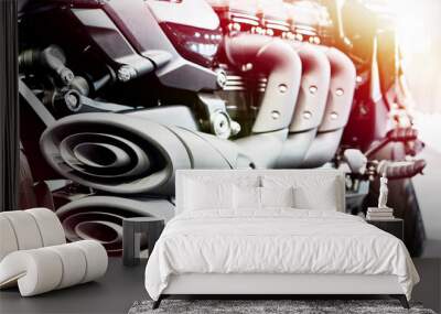 Engine and exhaust pipes motorcycle Wall mural