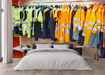 Reflective road work clothes in store Wall mural