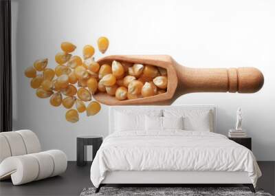 Dried corn seeds in a wooden scoop Wall mural