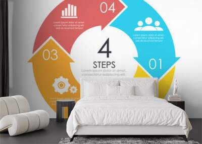 Vector circle chart infographic template with arrow for cycle diagram, graph, web design. Business concept with 4 steps or options. Abstract background. Wall mural