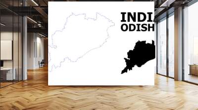 Vector Contour Dotted Map of Odisha State with Caption Wall mural