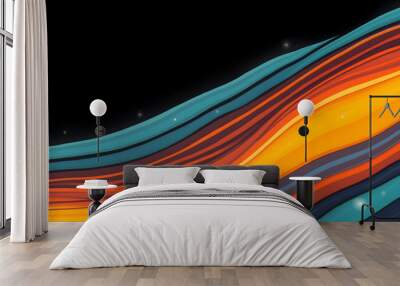 Wave band abstract background surface isolated with white highlights, png Wall mural