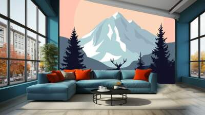 Wild Deer in the mountains Wall mural