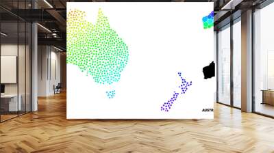 Wire frame polygonal and solid map of Australia and New Zealand. Vector structure is created from map of Australia and New Zealand with red stars. Wall mural