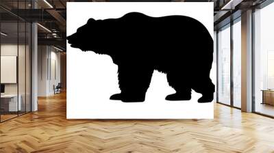 silhouette bear isolated on white background Wall mural