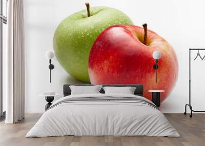 Apples on the white background Wall mural