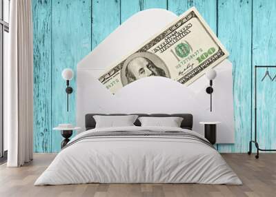 Envelope with one hundred dollar banknote Wall mural