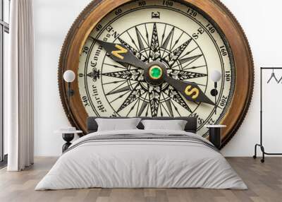 Vintage brass compass Wall mural