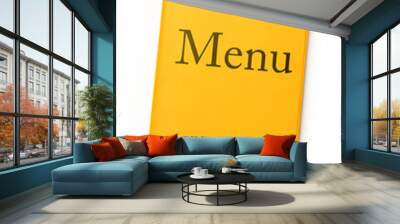 Yellow menu book on white Wall mural