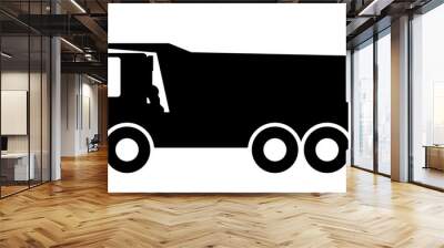 Silhouette of a dump truck on white background. Wall mural