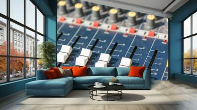 Musical remote control. Close-up. Remote control of the DJ. Wall mural