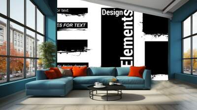 Black grunge for text with frame and Splashes. Dirty artistic design elements, boxes, frames for text. Black splashes isolated. Vector Set of black paint, ink brush strokes, brushes, lines. Vector  Wall mural