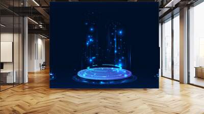 Fantastic Circle holograms, magic portals, futuristic podium, teleporters for show product. 3D futuristic portal with glow and light effects. Sci-fi digital hi-tech fui elements. 3D holograms Wall mural