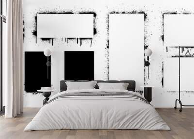 Grunge stencil frames with spray painted frame, grunge splatter and stencils border. Texture dirty artistic design elements, boxes, frames for text. Grunge graffiti frame, rectangles and squares.  Wall mural