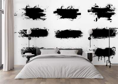 ink splashes stencil very detailed collection. high quality manually traced. black inked splatter di Wall mural