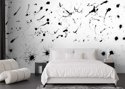 nice сollection of ink splashes blots splatter. set grunge design element and art messy backdrop. hi Wall mural