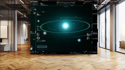 Space launch rockets in the HUD style, solar system, 3d spaceship, space satellite, stars, dashboards.  Elements pack of the Sky-fi HUD. panels Futuristic User Interface. Ui technology elements. gui Wall mural