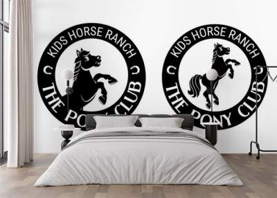 Horse or pony club logo design. Use it for makeing web or print posters for equine competitions or stable. Vector illustration. Wall mural