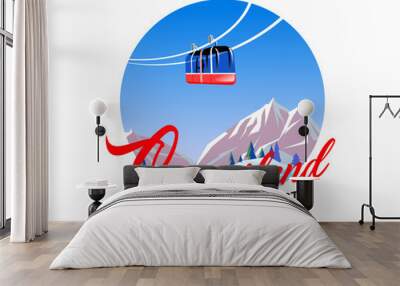 Ski and snowboard resort lettering poster design. Wall mural