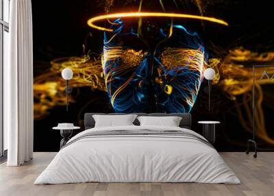 Abstract drawing with light, silhouette of a face, photography in the style of light painting  Wall mural