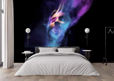 lightpainting portrait, new art direction, , light drawing at long exposure Wall mural