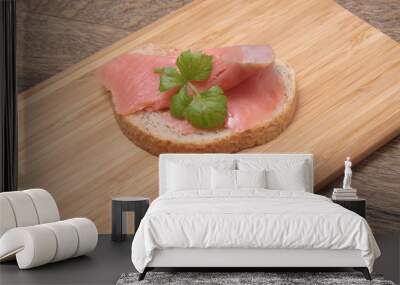 Sandwich with salmon for breakfast Wall mural