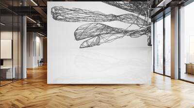 Abstract smooth architectural white and wire black gloss interior  with large windows. 3D illustration and rendering. Wall mural