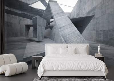 Abstract white and concrete interior. 3D illustration and rendering. Wall mural