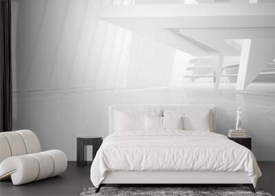 Abstract white interior of the future. 3D illustration and rendering Wall mural