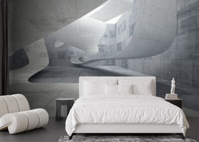 Empty dark abstract concrete smooth interior . Architectural background. 3D illustration and rendering Wall mural