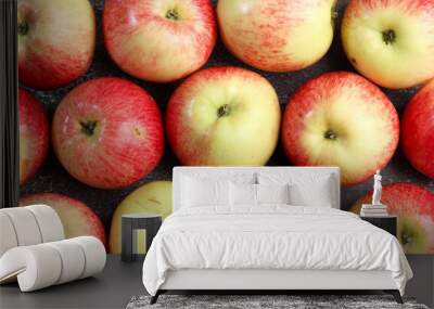 Ripe red green apples background Wall mural