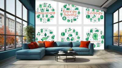 Six banners - innovations, energy saving, ecology Wall mural