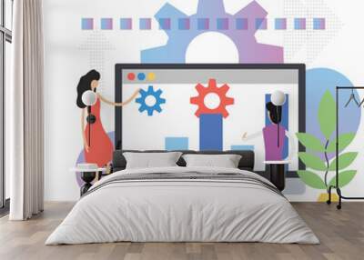 SMM strategy vector illustration. Lead generation, increasing conversion rates, growth graphics modern concept Wall mural