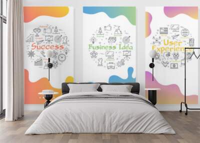 Vector five vertical banners - business growth, success, startup Wall mural