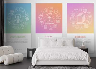 Vector five vertical banners - guide, planning, development, statistics, analytics Wall mural