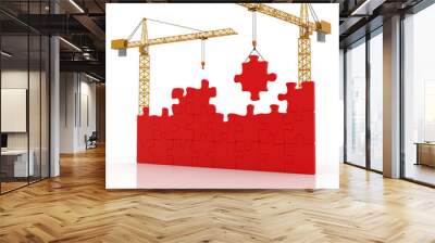 two cranes and construction puzzle Wall mural