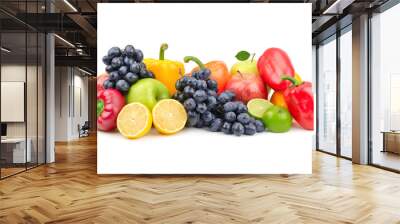 composition of fruits and vegetables isolated on white Wall mural