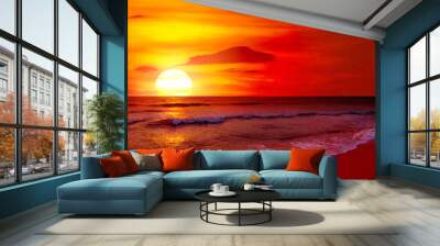 Fantastic sunset over ocean Wall mural