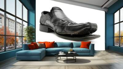 old shoe isolated on white Wall mural