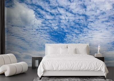 Rectangular landscape with blue sky and clouds. Wall mural