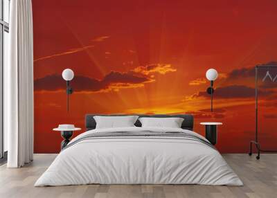 red beautiful sunset Wall mural