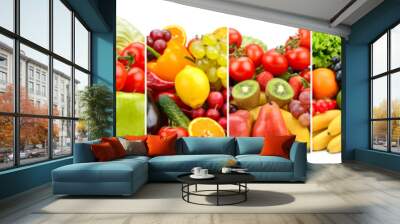 Vegetarian fruits and vegetables separated by vertical lines. Wall mural