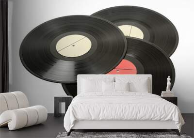 vinyl discs isolated on white Wall mural