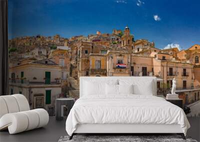 Panoramic view of the ancient city of Ragusa Ibla in Sicily, Italy. Wall mural