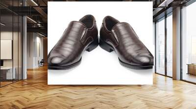 A pair of classical brown leather shoes for men, without shoelaces Wall mural