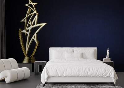 Stylish trophy with three gold stars and wreath Wall mural